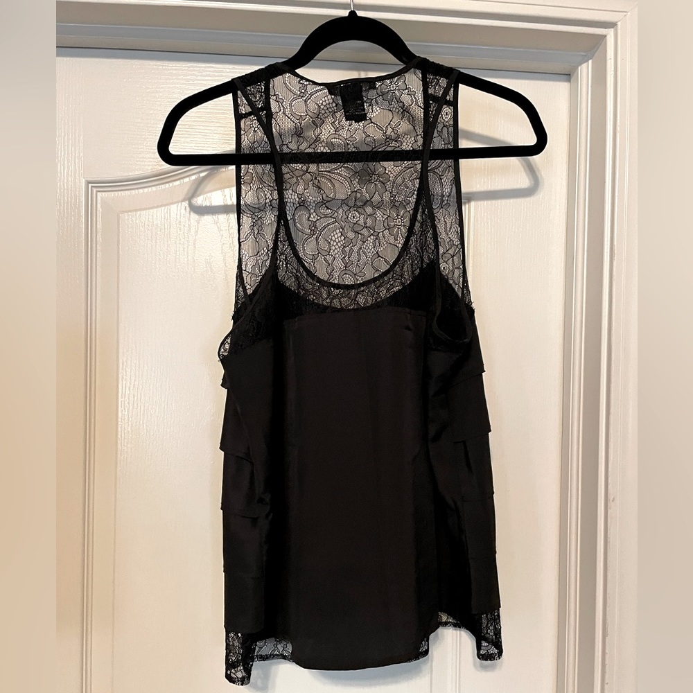 Lacy Black Ruffle Silky Camisole.